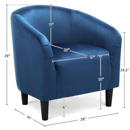 Image of Yaheetech Velvet Accent Chairs, Compact Furry Barrel Chairs with a Curved Silhouette for Small Spaces, Living Room, Bedroom, Pagoda Blue