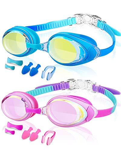 Victoper Kids Swim Goggles, 2 Pack Anti Fog&Uv Swimming Goggles For Child 3-15, No Leaking Swim Goggles For Boys Girls #TOP29