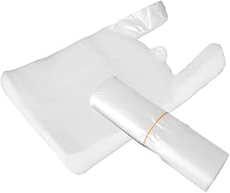 FSSTUD 100 PCS Transparent Sachets en Plastique Sac de Shopping Sacs avec Poignée 15cm