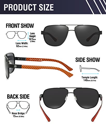 Image of DUCO Aviator Sunglasses for Men Women Carbon Fiber Polarized Sunglasses Men UV Protection for Driving Golf Fishing 3051