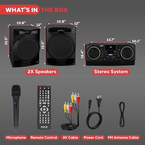 image for Pyle CD Stereo System with Bluetooth, MP3/DVD/CD Playback, Dual USB Re