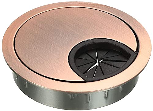 1 pieza de metal con ojales de cable redondo con acabado bronce rojo, ojales, agujero de cable de 60 mm de diámetro para el hogar y la oficina organizador de cables Cover