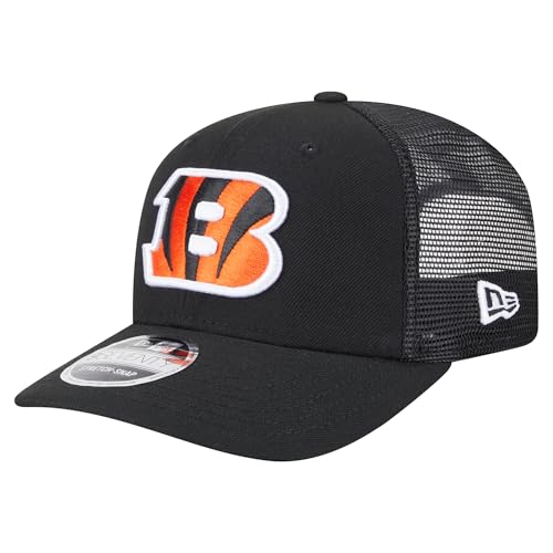 New Era Mens Black Cincinnati Bengals Main Trucker 9SEVENTY Stretch-Snap Hat