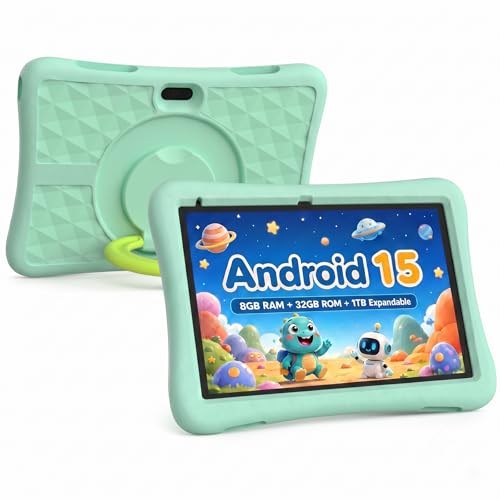 Image of Kids Tablet 10 Inch Android Tablet for Kids Comes with a Shock-Resistant Protective Case, 8GB RAM 32GB ROM Tablets Supports 1TB MicroSD, 6000mAh Battery Dual Cameras 5G Wifi6 Android Tablets with Case
