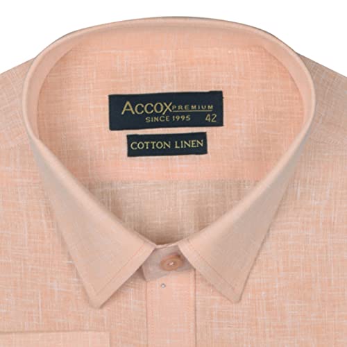 Image of ACCOX Men's Long Full Sleeves Regular Fit Cotton Linen Formal Plain Shirts(GCR53)
