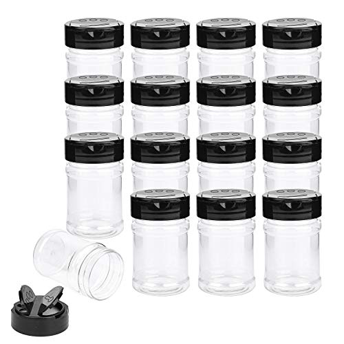 Yesland 16 Pcs Plastic Spice Jars/Bottles, 5 Oz PET Spice Containers BPA free