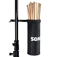 SONICAKE Drumstick Halter Tasche Beutel Nylon Trommelstock Tasche Stickhalter mit Aluminium Klemme für Drum Kits & Notenständer bis zu 5 Paare Sticks