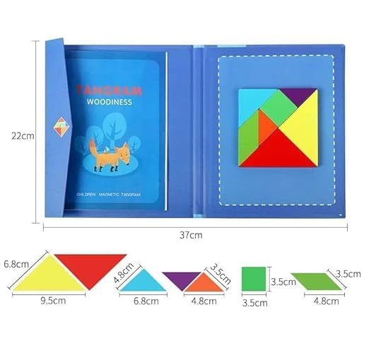 Cojuz Wooden Tangram Puzzle Book IQ Game Travel Toy for Kids 3+ 2