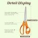 9.84'' Orange Tailor Scissors with Comfortable Handles to Keep Materials Flat, For office, Gardening, Paper and Cloth Tailoring