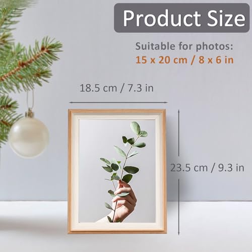 YoHyien 4 Pcs 8x6 Photo Frames, Desktop Free Standing Picture Frames 6x8, Landscape and Portrait Photo Frame with Mount for Wall (Wood Grain, 8 x 6 in)