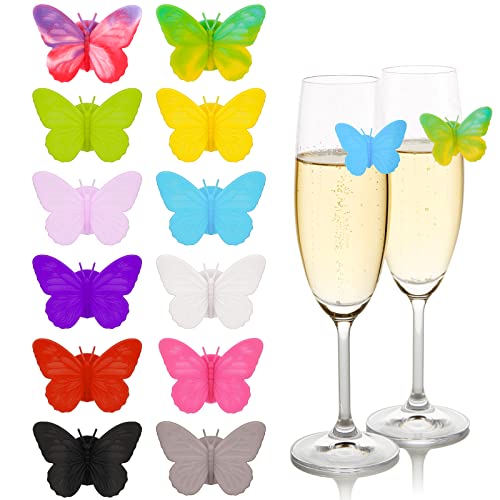 70 Marque-verres En Silicone Colorés - Réutilisables, Avec Design Papillon, Pour Fêtes Et événements - 7