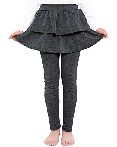 Image of BOOPH Little Girls Leggings with Ruffle Tutu Skirt Kids Uniform Pants | Footless Tights 4-14 Year