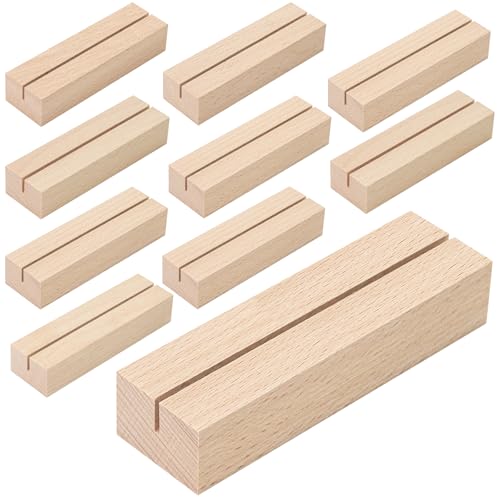 WISYOK Kartenhalter Holz, 10 Stück Tischkartenhalter, Kartenständer Holz, Postkartenhalter, Holzständer, Menükartenhalter, Fotohalter für Hochzeiten, Partys und Bankette (10 x 3 x 2cm)