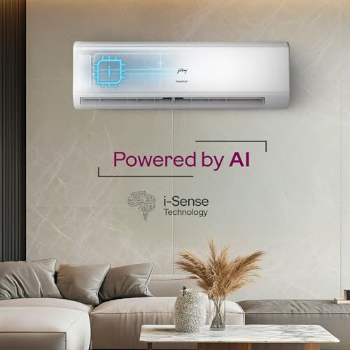 Image of Godrej 1 Ton 5 Star| New Star rated| Inverter Split AC| 5 Years Comprehensive Warranty| AI Powered| 5-in-1 Convertible| Heavy-Duty Cooling at 52 C (AC 1.0T EC HIC 12J5TG WA,White)