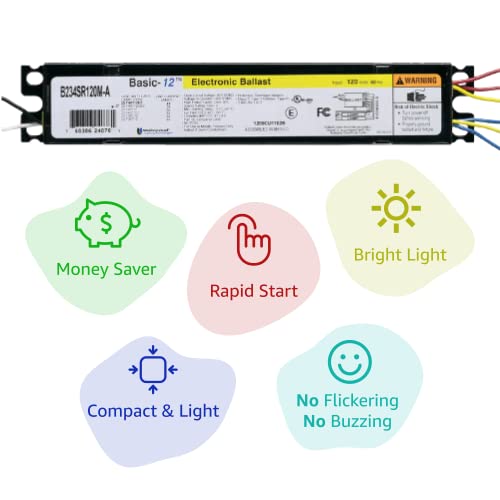 Universal Lighting Technologies B234Sr120M-A000I Bright Silent Compact 120V 60Hz 2 Lamp T12 Electronic Ballast, Rapid Instant Start Fluorescent Light Bulbs, Tube Desk Lights For Home Office Supplies #TOP1