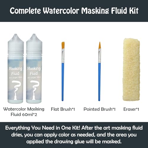 INNOVAYOU Blaue Abdeckflüssigkeit für Aquarellmalerei, 120 ml, beständige Tinte und Gießfarbe, Aquarell-Abdeckflüssigkeit hält Bereiche farblos und Kanten scharf