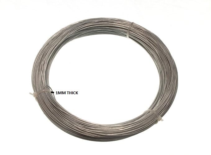 ONESTOPDIY.COM 5 X Galvanised Steel Wire - 1.0mm Diameter, 1/2 kg, 80m Roll, Metallic