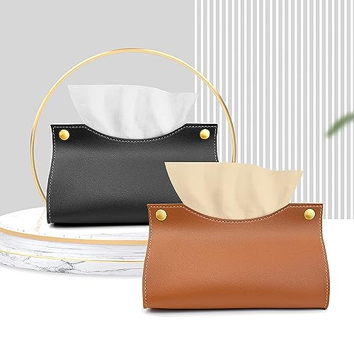 Boîte à Mouchoirs en Cuir de Style Nordique - Distributeur Pliable pour la Maison - Porte-Serviettes en Papier (Marron) – vue 4
