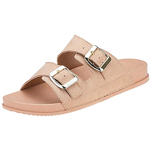 Sandália Feminina Birken Rasteira Confort Macia Eleganteria Tamanho:37;Cor:Natural Nude