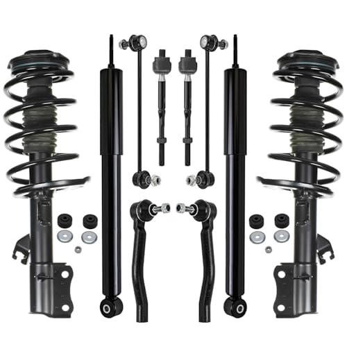 Image of Detroit Axle - Front Struts w /Coil Springs Rear Shock Absorbers Sway Bars Outer Inner Tie Rods Replacement for 2014-2016 Nissan Sentra - 10pc Set