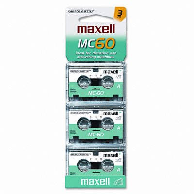 Maxell(R) Microcassette Tape, 60-Minute, Pack of 3
