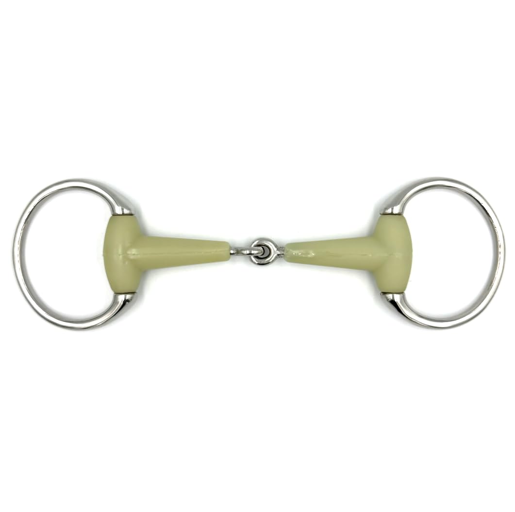Mors ES0016 Mors à tête d'olive simple cassé avec goût pomme en acier inoxydable Diamètre de l'anneau 72 mm Épaisseur 19 mm (11,5 cm)