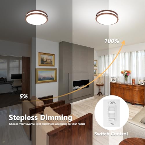 Image of Flush Mount Ceiling Light - 2 Pack 13″ 36W 3000K /3500K /4000K /5000K /6000K Dimmable Led Ceiling Light Fixture for Kitchen Hallway Bedroom Bathroom (2, Nussbaum, 13 Inch)
