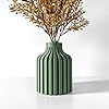   Small-Vase-for-Centerpiece-Table-DecorationsUnique-Vase-for-Home-DecorUnbreakble-Round-Vase-for-Fake-FlowersPampasPerfect-for-WeddingPartyDingingKitchen8-inch-Green