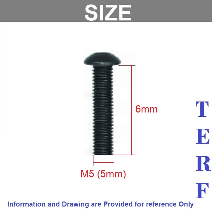 TERF® M5 X 6mm Hex Socket Cap Button Head Machine Screws Self Colour Bolts Black Machine Screw M5 (5mm) X 6mm Allen Key Hexagonal Socket Bolts - Image 3