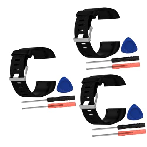 3pcs Adjustable Tpe Wristband for Replacement Large Black with Protective Shell for Fitness Watch Accessories