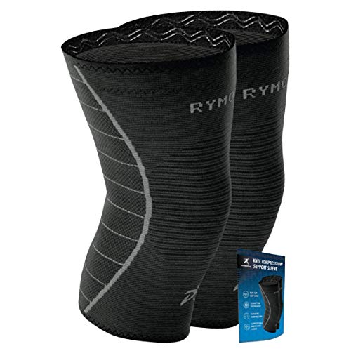 Rymora Knee Supports for Men and Women (Black) (Pair) (Large) [L]