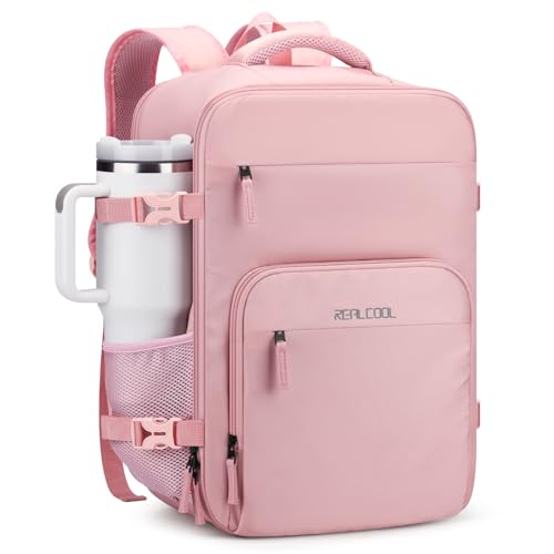 Image of RealCool 17.3 inch Laptop Travel Backpack, TSA Flight Approved Carry On Daypack | 180 Full-Open, Waterproof Wet Pocket, Compression Straps, Ergonomic Back Support, Luggage Belt, For Gym, School, Business