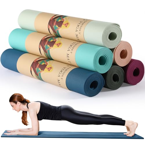 Timgle 6 Pack Yoga Mats Bulk 68 x 24 Inches Non Slip Exercise Yoga Mat 4 mm Thick Anti Slip Tear Resistant Sports Gym for Fitness Stretching Home Workout and Studio(Classic Color 68 X 24 X 4mm)