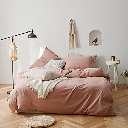 Otob Jersey Duvet Cover Cotton Blush Pink Boho Comforter Cover 3 Piece Bedding Set Cozy Jersey Knit Cotton Duvet Cover Set Zipper Ties Reversible 100 Cotton Aesthetic Bed Set, No Comforter, King Size #TOP3