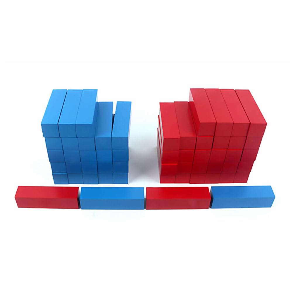 Barras Numéricas Montessori Rojas y Azules Juguete de Matemáticas Barras de Descomposición de Números Juguete Sensorial de Matemáticas de Madera Ayuda Didáctica