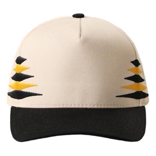 MIRMARU Blank 5 Panel Trucker Hat Adjustable Snapback Baseball Cap with Various Styles for Men and Women. (US, Alpha, One Size, Diamond Pointed,Black/Gold)