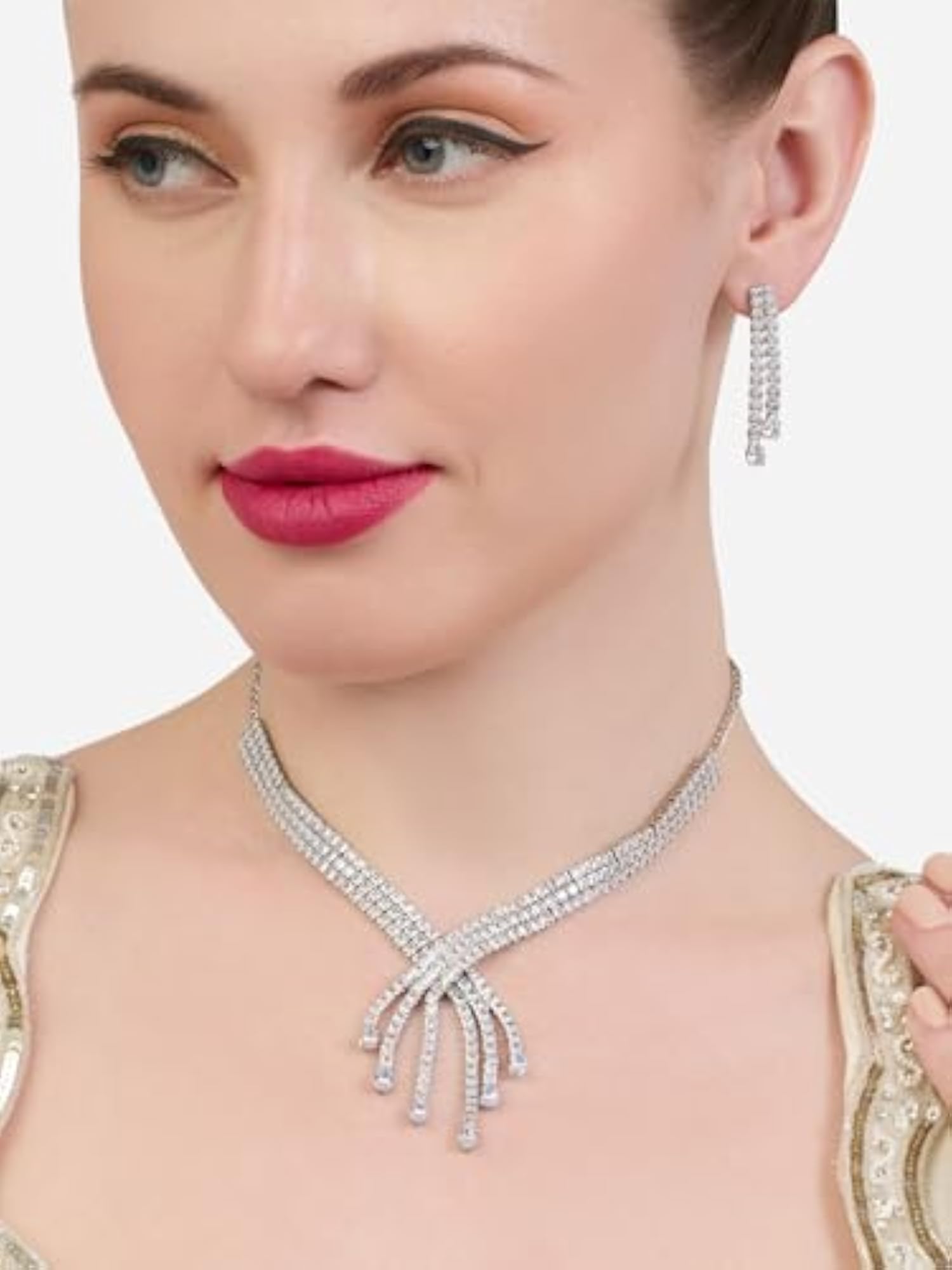 Women's Dazzling Austrian Diamonds Necklace & Earring Set
