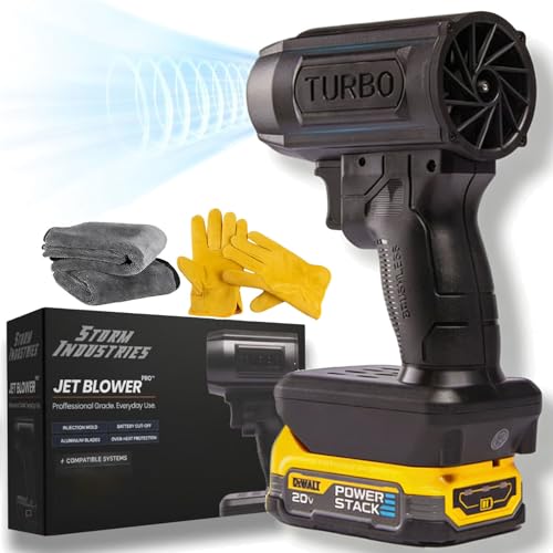 Storm Industries Jet Blower 2.0 160 000 RPM 200 Mph 2026 New Handheld Cordless Car Dryer Air Blower Storm Turbo Fan Blower for Car Patio Snow Dust (for Dewalt)