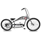 Beach Cruiser Bike is made of oversized Hi-Ten Steel to make riding safe and sound. Wide handlebar and wide seat with springer and wide plush saddle makes casual, comfortable riding around the neighborhoods 7-speed external hub allows for a wide rang...