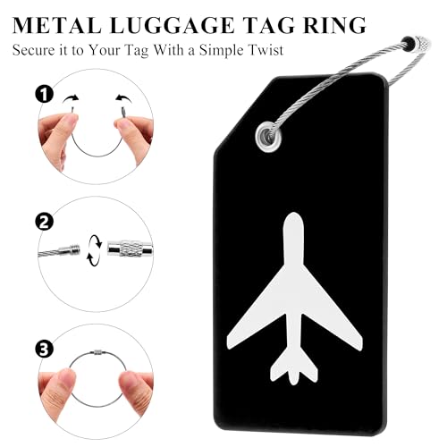 Image of Silicone Luggage Tag for Suitcases with Stainless Loop, TSA Approved, Privacy Protection Travel Essentials Bag Tags by Gostwo, Black, 3.6 inchx 2 inch x 0.25 inch