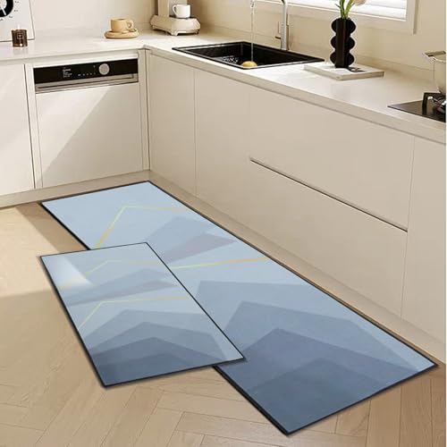 HomKuch 2 Juegos de alfombras de Cocina Antideslizantes, alfombras Lavables antifatiga y alfombras Gris 40x60+40x120cm