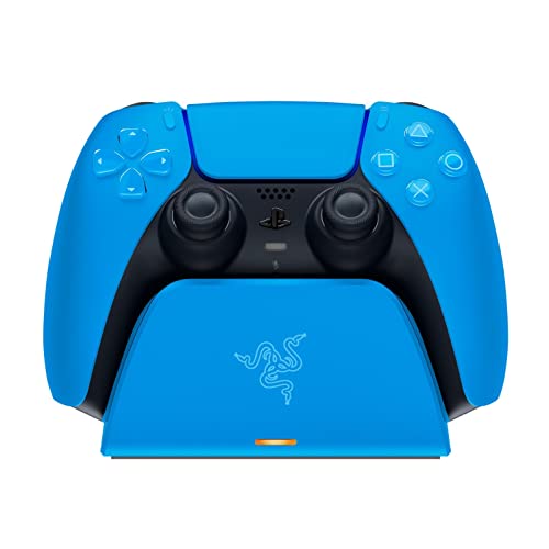 Razer Quick Charging Stand - Base de carga rápida para mando inalámbrico de PS5 (Diseño de Base Curva, Combina con tu Mando de PS5, Desplazamiento con una sola mano) Azul