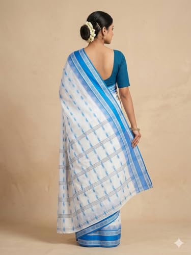 Image of eC ESHA'S COLLECTION Women's Traditional Pure Cotton Katki Tant Saree Without Blouse Piece