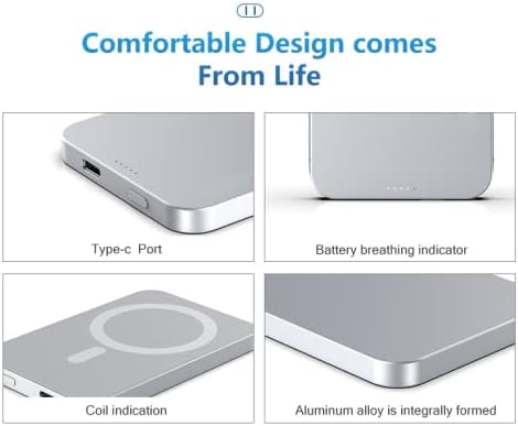 Miniatura 5 de Cargador magnético inalámbrico de 5000 mAh 15 W cargador rápido 15 W carga rápida con funda de aluminio diseño para iPhone 1313 Pro13 Pro Max13