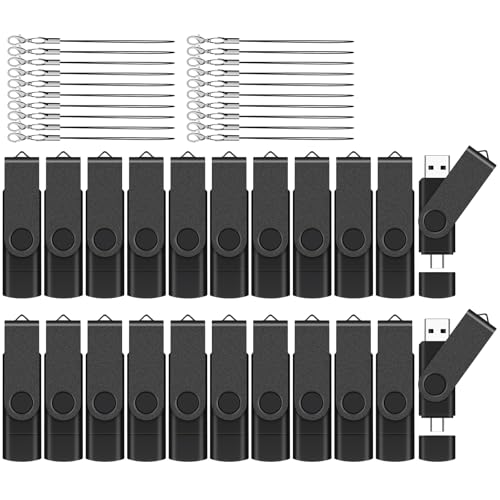 32GB 20-Pack 2-in-1 Flash Drive EASTBULL OTG USB 2.0 Type-C Drive Black