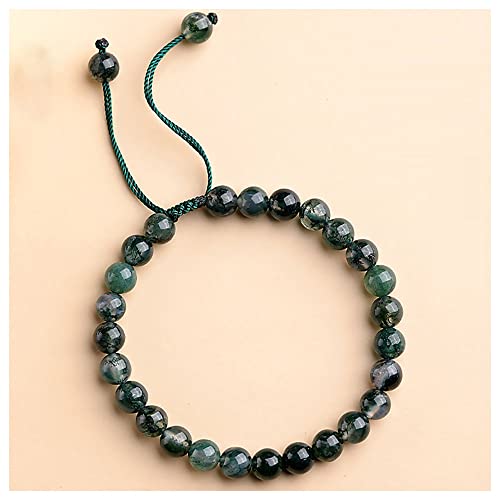 Agate de Mousse bracelet élastique vert fini les fermoirs difficiles
