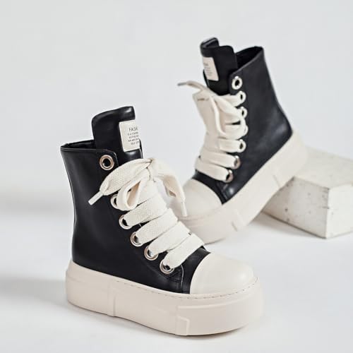 Women's High Top Platform Sneakers Pu Leather Comfort Ankle Boots Zipper Fashion Tennis Chunky Shoes Sneaker3