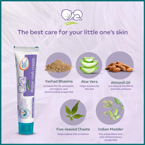 Image of Himalaya Baby Diaper Rash Cream (100g) | Relieves Rashes, reduces Redness & Irritation | With Aloe Vera, Yashad Bhasma, Almond Oil (Pack of 6)