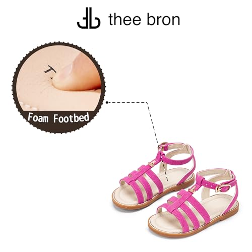 Image of Girls Gladiator Sandals with Adjustable Buckle Comfy Ankle Strappy Flat Shoes