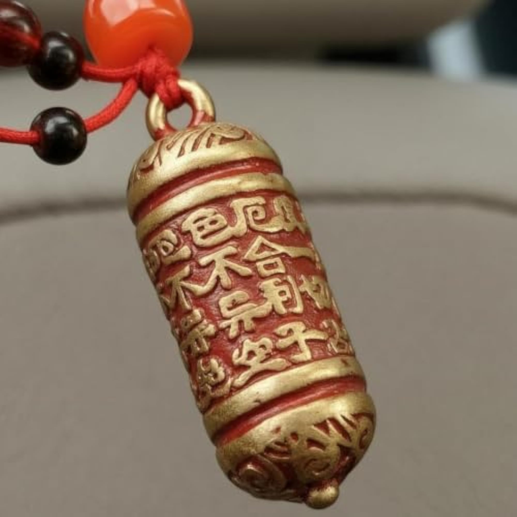Gold-Tone Lacquered Brass Charm Bead-Like Cylindrical Charm